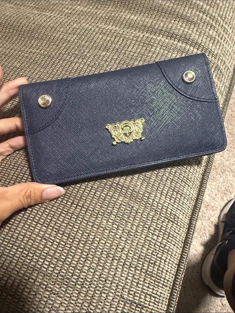 Vintage Juicy Couture Navy Card & Key Holder with Gold Crest